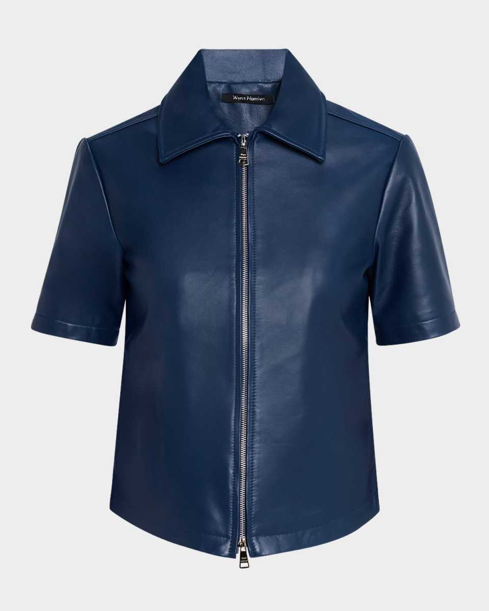 Andie Short-Sleeve Leather Shirt
